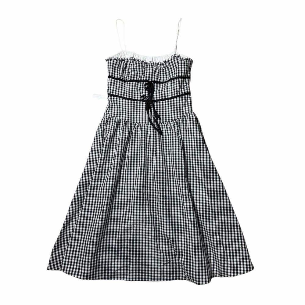 For Love & Lemons Black Gingham Georgia Midi Dress Womens XL - Picture 2 of 8